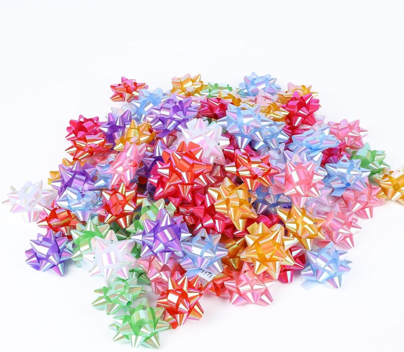 DYSHIPEN 100Pcs Small Star Bows for Gift Wrapping and Presents,Multiple coClour Christmas Bows,Birthdays, Weddings or Other Holidays. (Style6) - Image 1